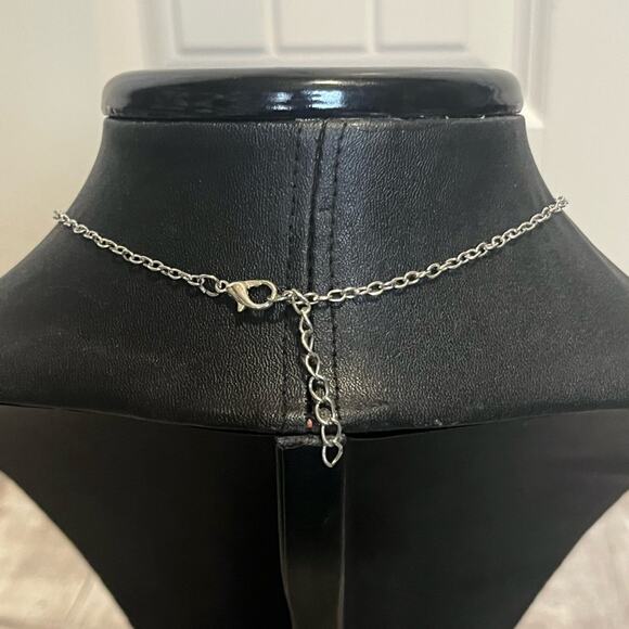 Silver tone necklace bundle, sun and moon, hammered metal, multistrand - Picture 9 of 16